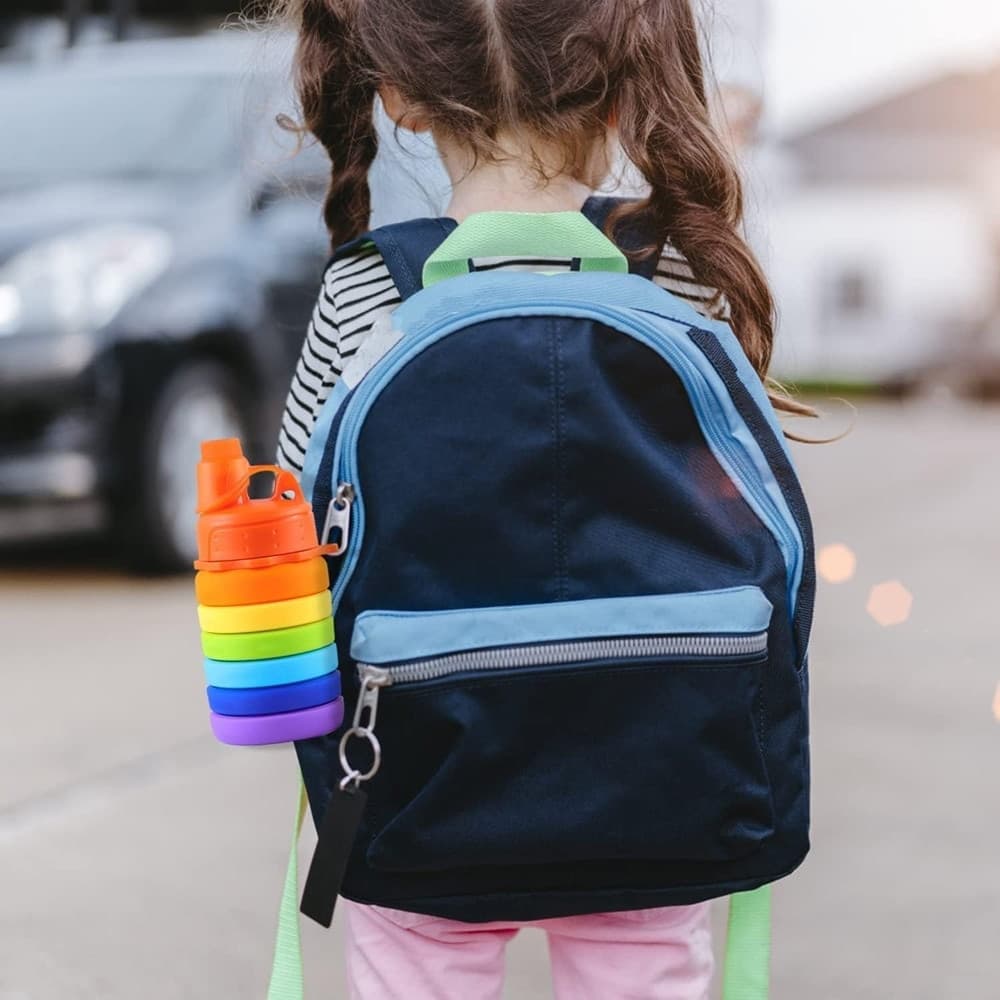 BORRACCIA PIEGHEVOLE ARCOBALENO IN SILICONE PORTATILE PER SCUOLA VIAGGI CAMPEGGIO 500ML in Borracce Trade Shop italia - Napoli, commercioVirtuoso.it