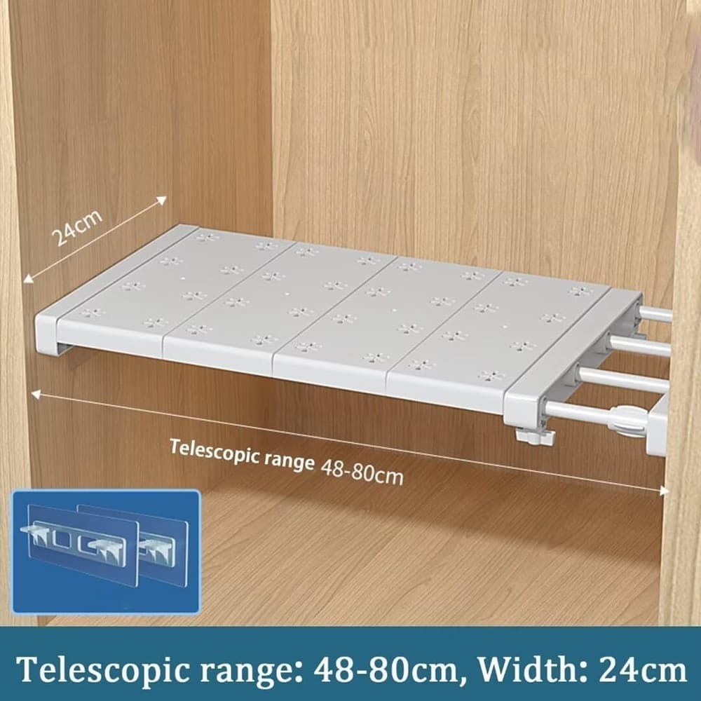 MENSOLA SCAFFALE ESPANDIBILE PER ARMADIO CUCINA BAGNO LARGHEZZA 24CM REGOLABILE 48-80CM in Divisori per mensole Trade Shop italia - Napoli, commercioVirtuoso.it