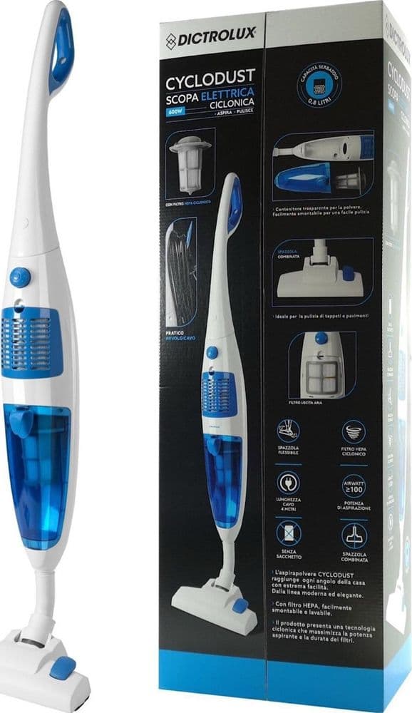 SCOPA ELETTRICA CICLONICA ASPIRAPOLVERE CYCLODUST 600W CAPACITÀ 0,8LT CON FILTRO HEPA in Scope elettriche Trade Shop italia - Napoli, commercioVirtuoso.it