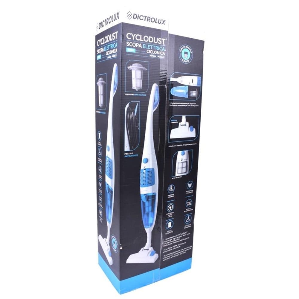 SCOPA ELETTRICA CICLONICA ASPIRAPOLVERE CYCLODUST 600W CAPACITÀ 0,8LT CON FILTRO HEPA in Scope elettriche Trade Shop italia - Napoli, commercioVirtuoso.it