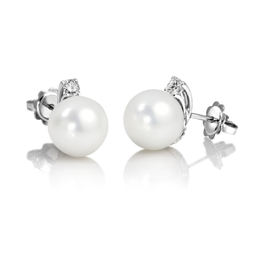 GIORGIO VISCONTI  ORECCHINI IN ORO BIANCO , DIAMANTI E PERLA - 2