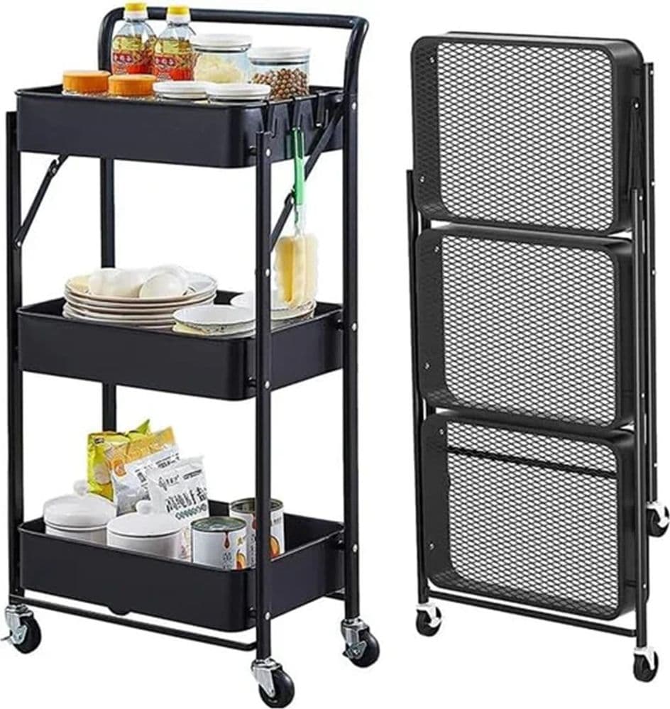 CARRELLO PIEGHEVOLE DA VIAGGIO CUCINA CON MANIGLIA IN ACCIAIO STOCCAGGIO MOBILE CON RUOTE in Carrelli da portata Trade Shop italia - Napoli, commercioVirtuoso.it
