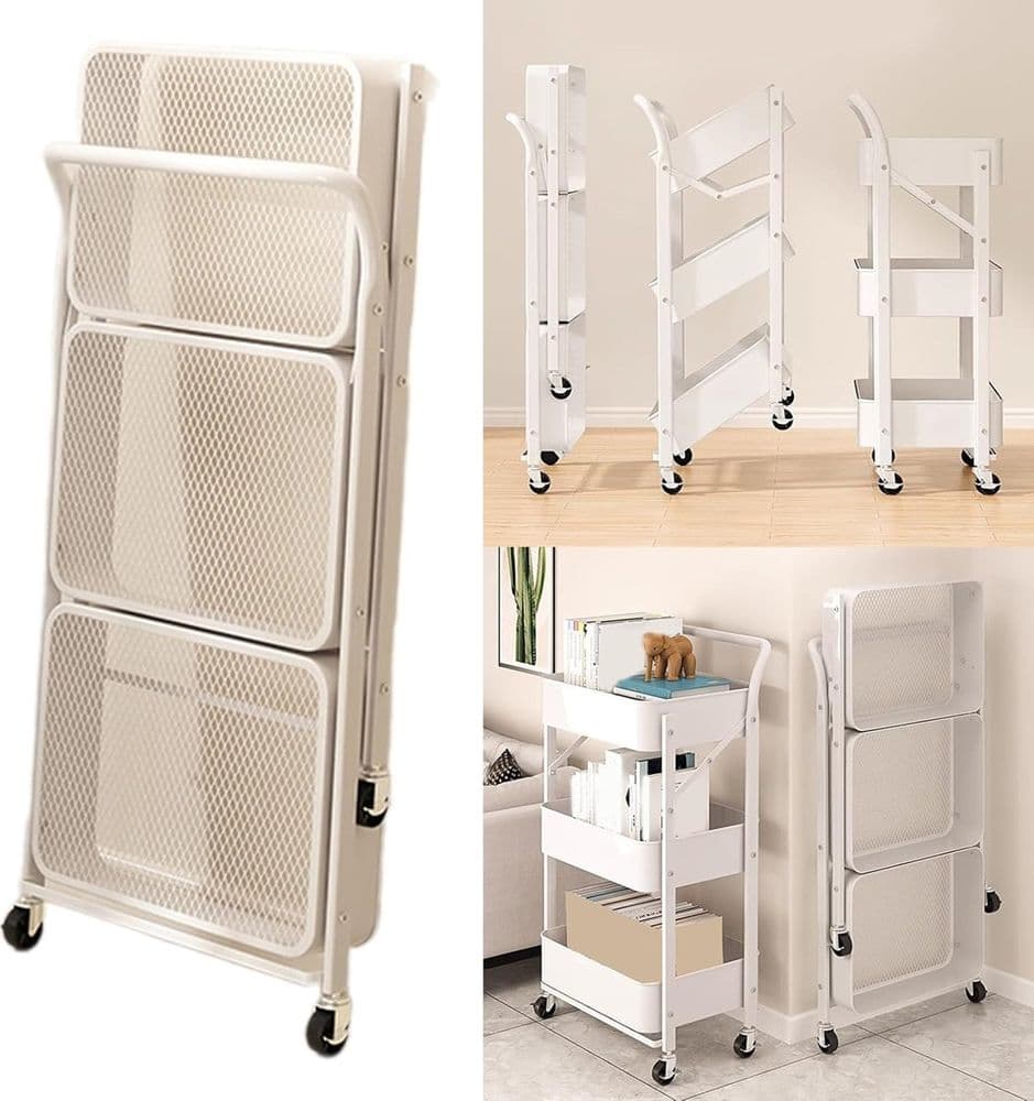 CARRELLO PIEGHEVOLE DA VIAGGIO CUCINA CON MANIGLIA IN ACCIAIO STOCCAGGIO MOBILE CON RUOTE in Carrelli da portata Trade Shop italia - Napoli, commercioVirtuoso.it