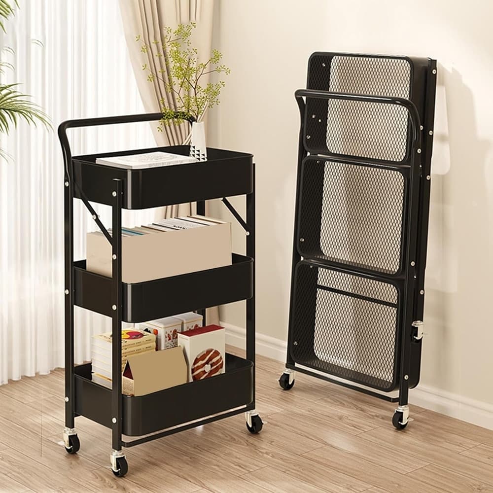 CARRELLO PIEGHEVOLE DA VIAGGIO CUCINA CON MANIGLIA IN ACCIAIO STOCCAGGIO MOBILE CON RUOTE in Carrelli da portata Trade Shop italia - Napoli, commercioVirtuoso.it