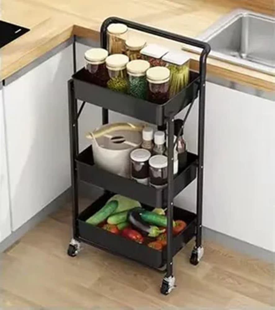 CARRELLO PIEGHEVOLE DA VIAGGIO CUCINA CON MANIGLIA IN ACCIAIO STOCCAGGIO MOBILE CON RUOTE in Carrelli da portata Trade Shop italia - Napoli, commercioVirtuoso.it