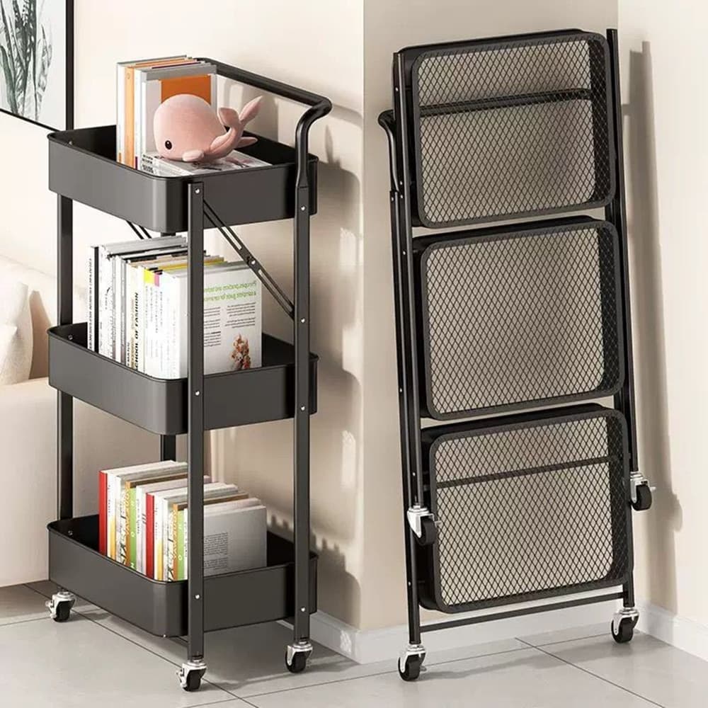 CARRELLO PIEGHEVOLE DA VIAGGIO CUCINA CON MANIGLIA IN ACCIAIO STOCCAGGIO MOBILE CON RUOTE in Carrelli da portata Trade Shop italia - Napoli, commercioVirtuoso.it