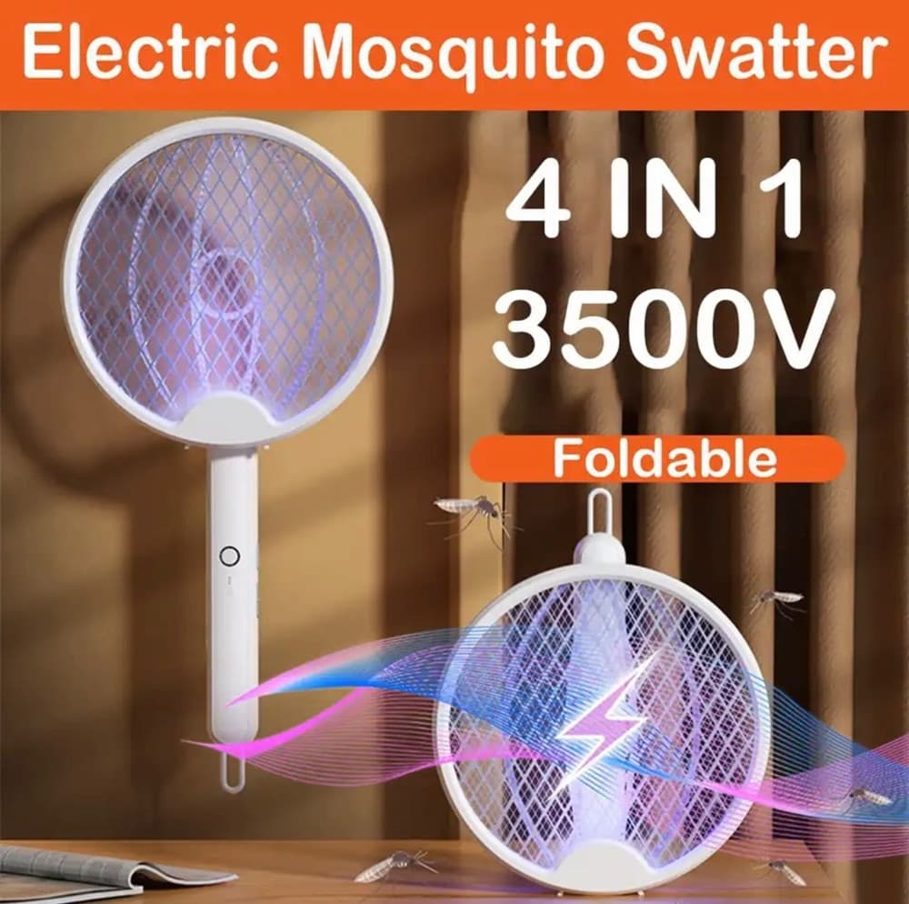 RACCHETTA ELETTRICA PIEGHEVOLE RICARICABILE TRAPPOLA ZANZARA INSETTI 4 IN 1 CON LUCE UV in Zanzariere elettriche Trade Shop italia - Napoli, commercioVirtuoso.it