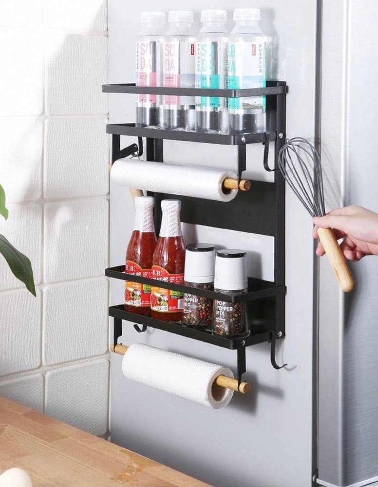 MENSOLE PIEGHEVOLI MAGNETICHE DA CUCINA CON GANCI SUPPORTO PORTAROTOLI IN METALLO LEGNO in Barattoli portaspezie Trade Shop italia - Napoli, commercioVirtuoso.it