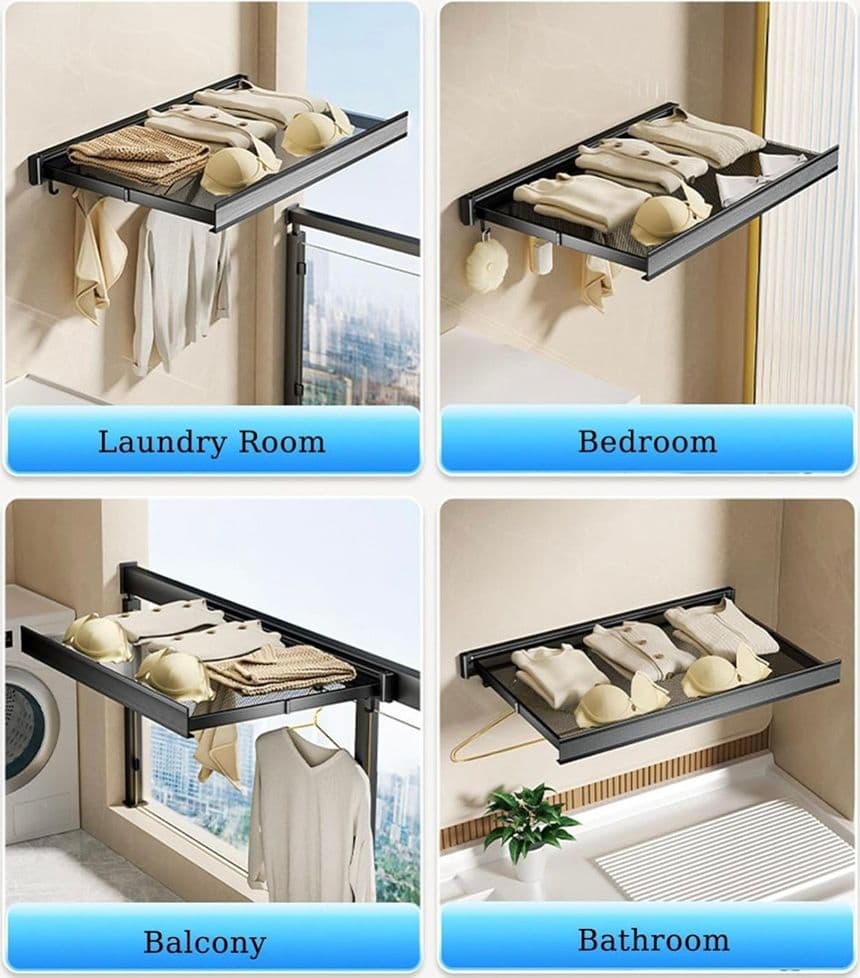 STENDIBIANCHERIA SALVASPAZIO DA PARETE VESTITI BALCONE MAGLIA A RETE RETRATTILE CON GANCI in Fili stendibiancheria Trade Shop italia - Napoli, commercioVirtuoso.it
