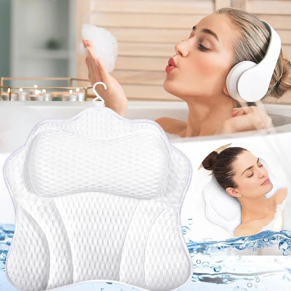 CUSCINO DA BAGNO ERGONOMICO POGGIATESTA PER VASCA 4D MESH SUPPORTO PER TESTA COLLO SCHIENA