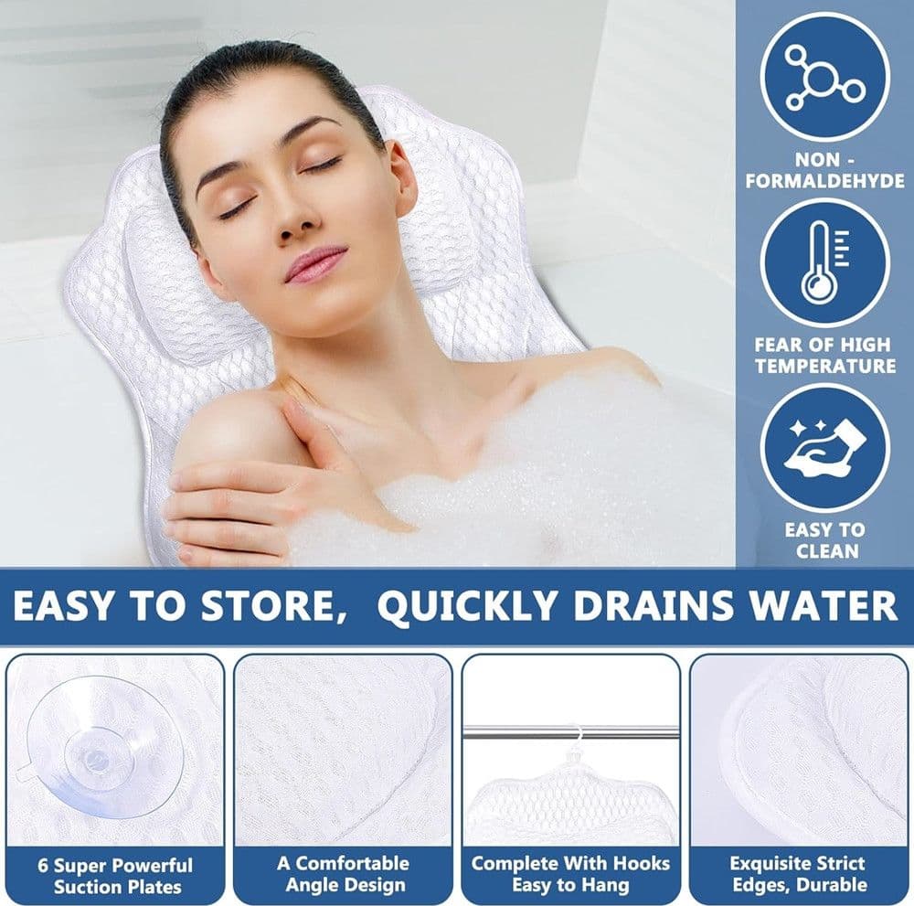 CUSCINO DA BAGNO ERGONOMICO POGGIATESTA PER VASCA 4D MESH SUPPORTO PER TESTA COLLO SCHIENA in Cuscini poggiatesta Trade Shop italia - Napoli, commercioVirtuoso.it
