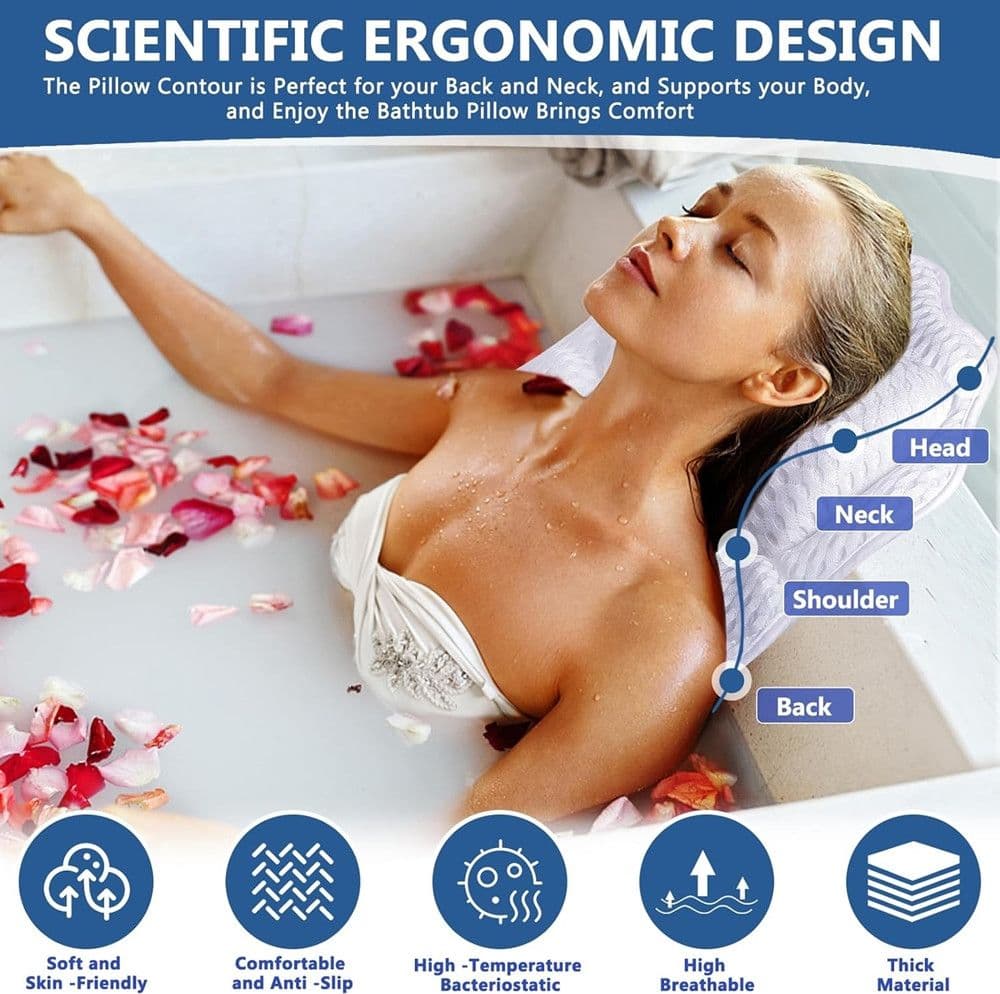 CUSCINO DA BAGNO ERGONOMICO POGGIATESTA PER VASCA 4D MESH SUPPORTO PER TESTA COLLO SCHIENA in Cuscini poggiatesta Trade Shop italia - Napoli, commercioVirtuoso.it