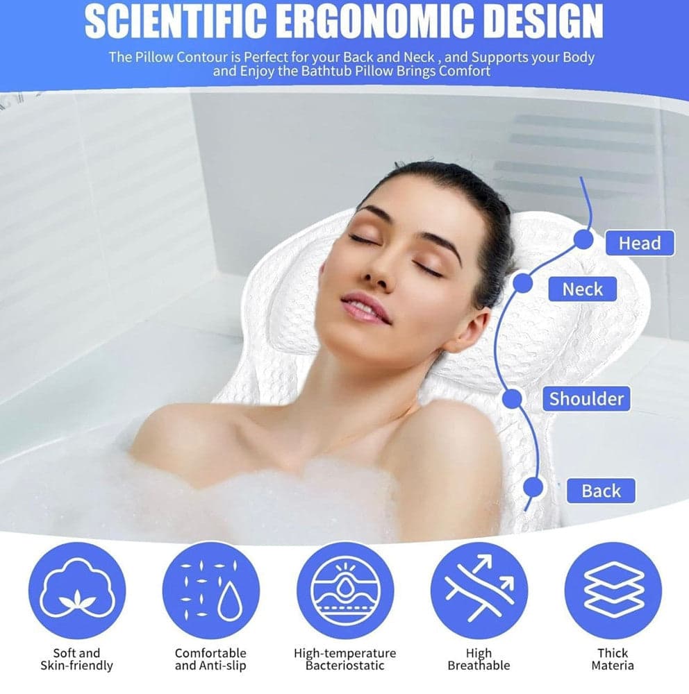 CUSCINO DA BAGNO ERGONOMICO POGGIATESTA PER VASCA 4D MESH SUPPORTO PER TESTA COLLO SCHIENA in Cuscini poggiatesta Trade Shop italia - Napoli, commercioVirtuoso.it