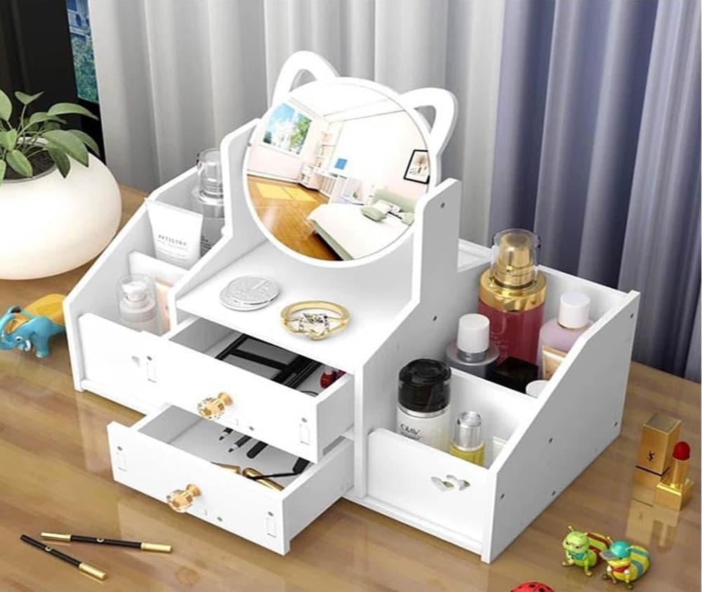 Organizer Trucchi Multifunzione Con Specchio Cassetti Per Cosmetici Toeletta Bagno Camera in Contenitori per cosmetici Trade Shop italia - Napoli, commercioVirtuoso.it