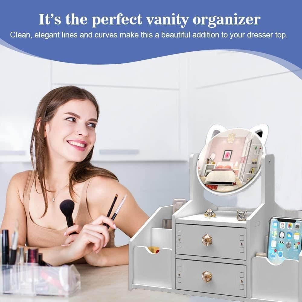 Organizer Trucchi Multifunzione Con Specchio Cassetti Per Cosmetici Toeletta Bagno Camera in Contenitori per cosmetici Trade Shop italia - Napoli, commercioVirtuoso.it