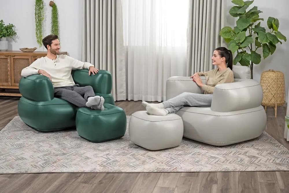 POLTRONA GONFIABILE RELAX COMFORT CON BRACCIOLI POUF POGGIAPIEDI COMFI CUBE 107X99X80CM in Poltrone sacco Trade Shop italia - Napoli, commercioVirtuoso.it