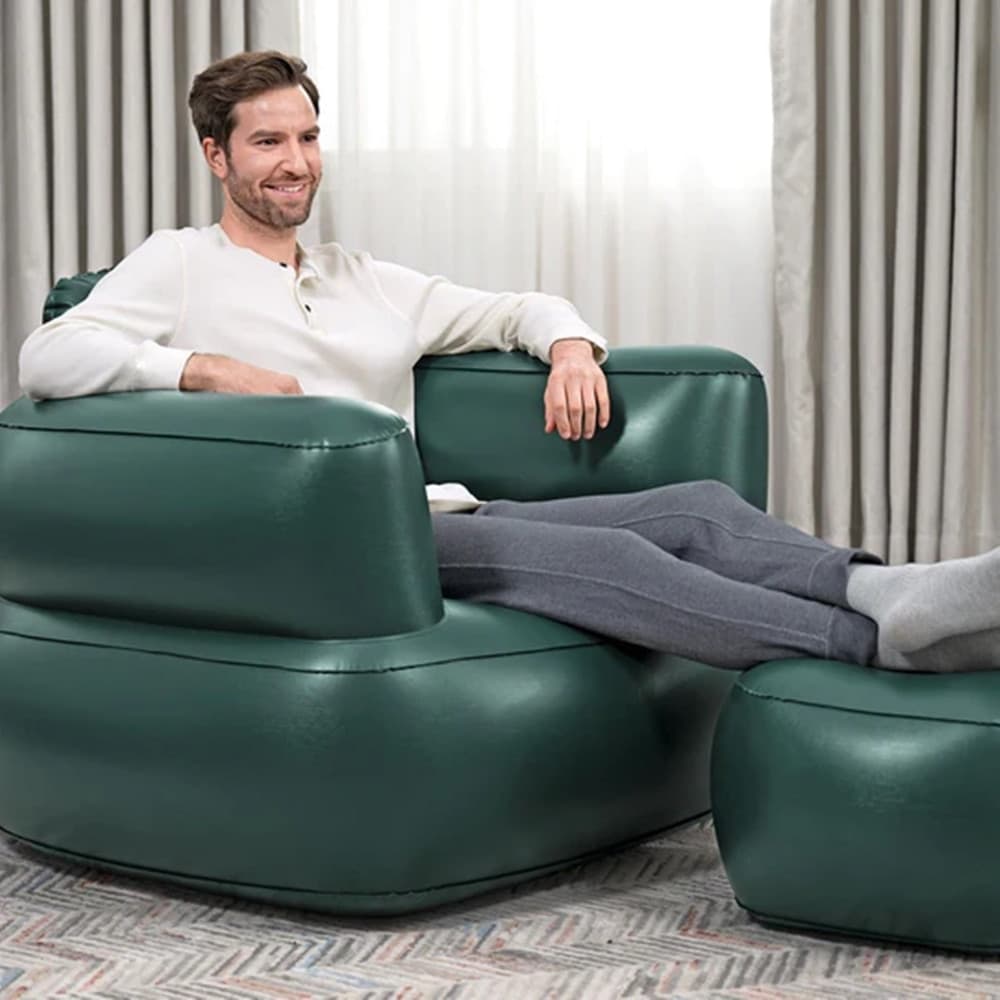 POLTRONA GONFIABILE RELAX COMFORT CON BRACCIOLI POUF POGGIAPIEDI COMFI CUBE 107X99X80CM in Poltrone sacco Trade Shop italia - Napoli, commercioVirtuoso.it