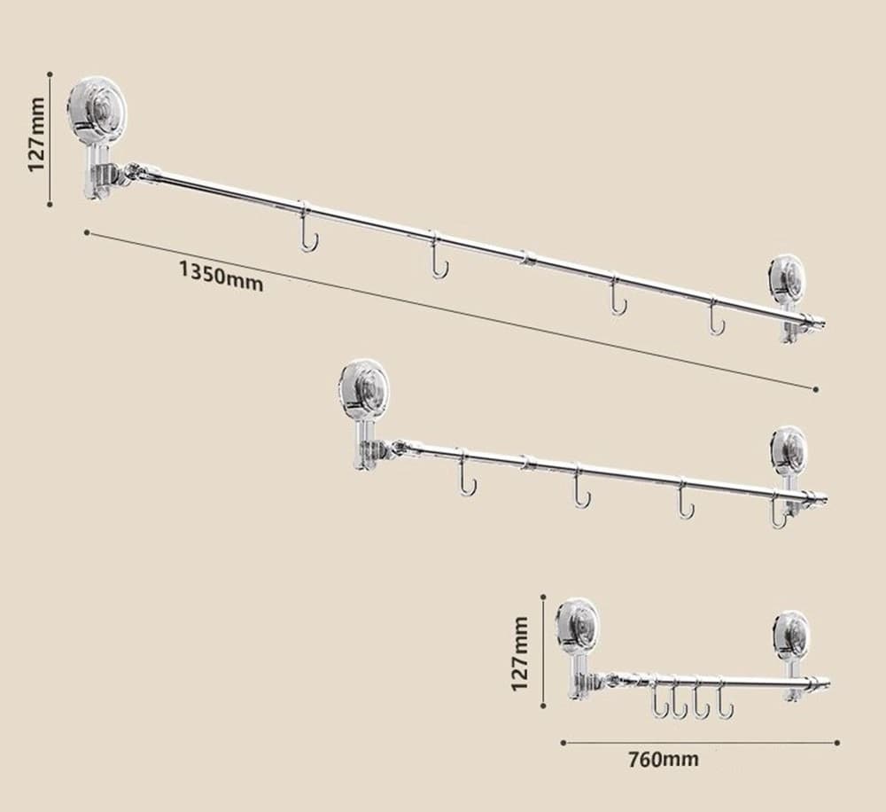 BASTONE TELESCOPICO REGOLABILE 76-135CM A VENTOSA DA PARETE CON GANCI ROTAZIONE A 180° in Bastoni e telai per tende Trade Shop italia - Napoli, commercioVirtuoso.it