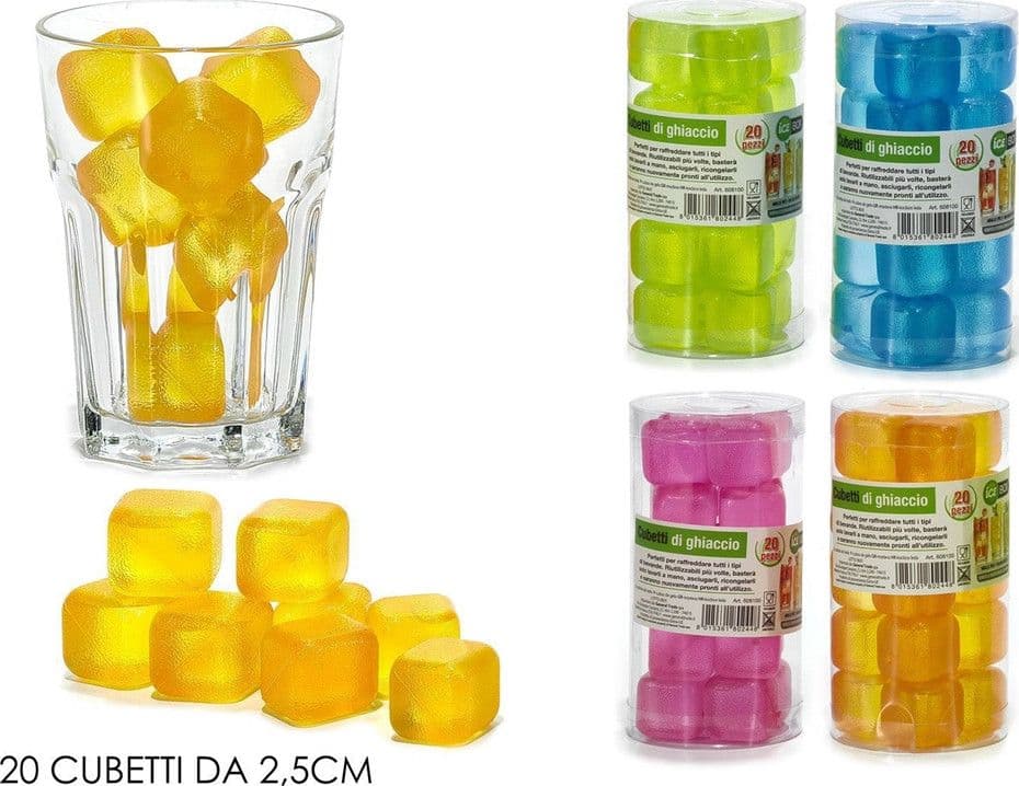 SET 20PZ CUBETTI DI GHIACCIO RIUTILIZZABILI PLASTICA MULTICOLORE CUBI DA 2.5 X 2.5CM in Stampi per ghiaccio Trade Shop italia - Napoli, commercioVirtuoso.it