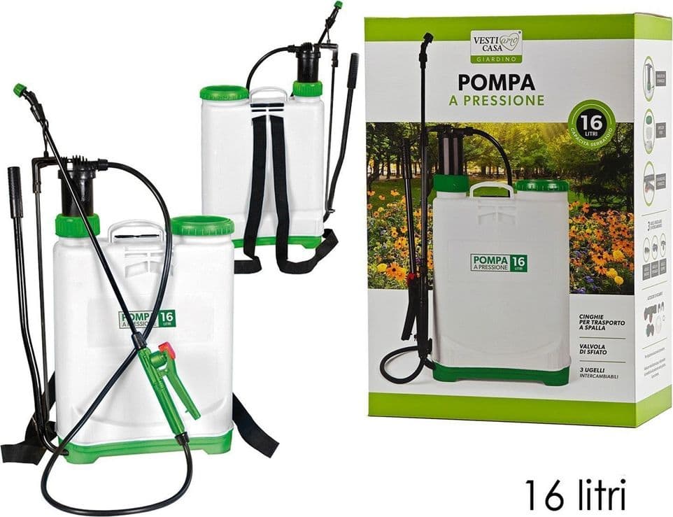 POMPA A PRESSIONE A SPALLA 16LT IRRORATRICE VALVOLA DI SFIATO AUTONOMIA 6H COMPLETA in Nebulizzatori Trade Shop italia - Napoli, commercioVirtuoso.it