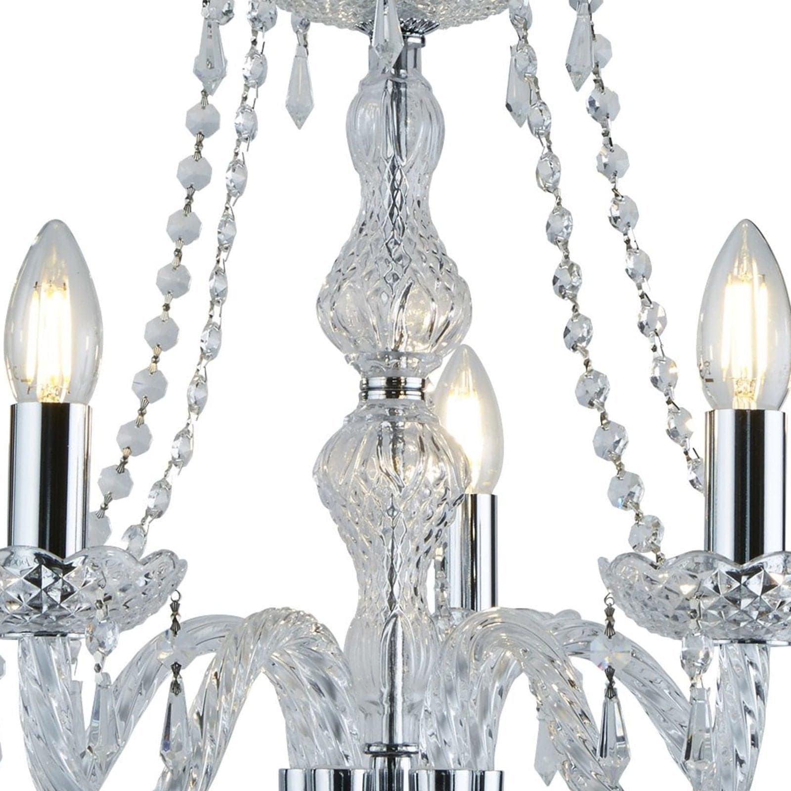Lampadario Classico Hale Acciaio Cromo Vetro 5 Luci E14 in Lampade a sospensione LuceArt - Montecorvino Pugliano, commercioVirtuoso.it