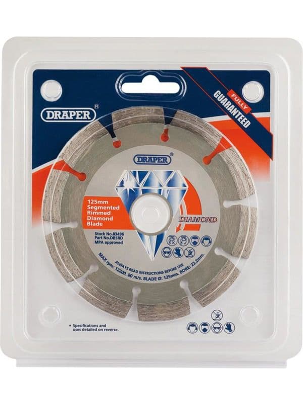 Draper Tools Dbsrd Lama diamantata segmentata RIM,  125 x 22,2 mm alta resistenza