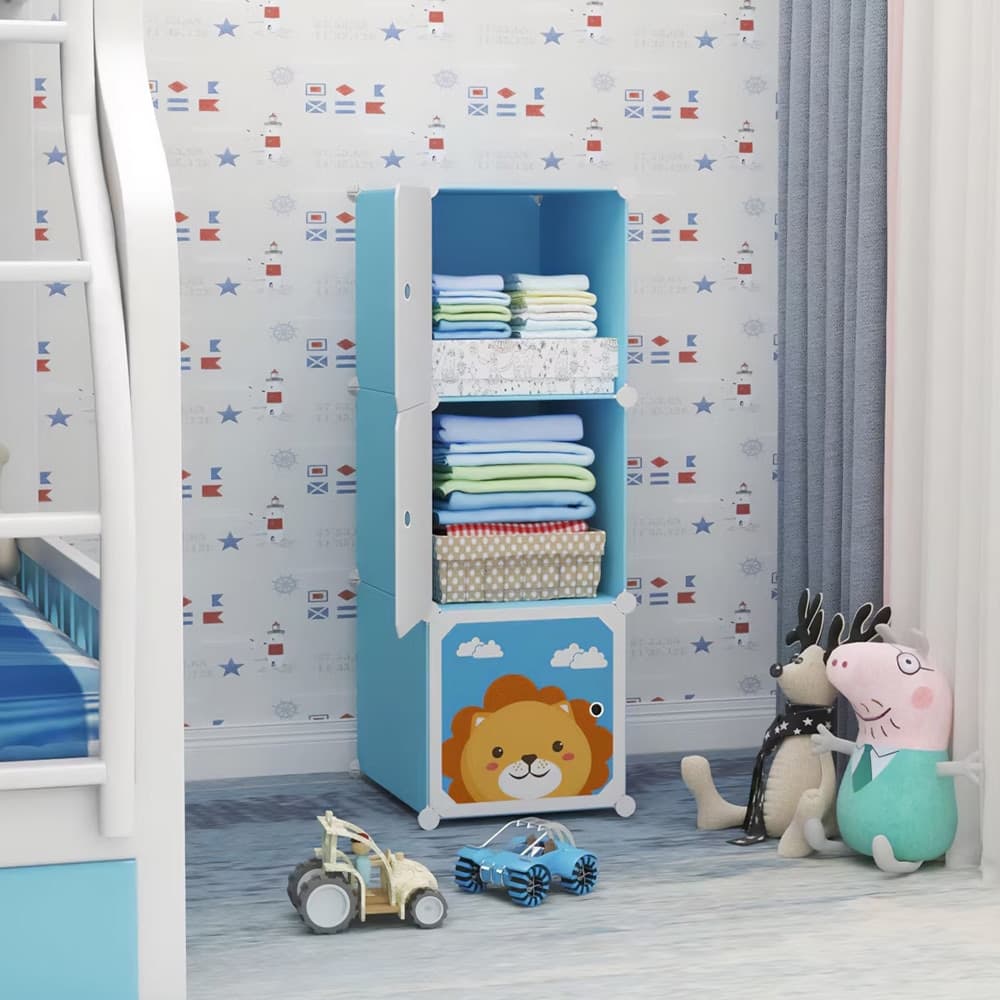 ARMADIO GUARDAROBA MODULARE PER BAMBINI A 3 SCOMPARTI A CUBO MOBILE CON ANTE DECORATE in Armadi Trade Shop italia - Napoli, commercioVirtuoso.it