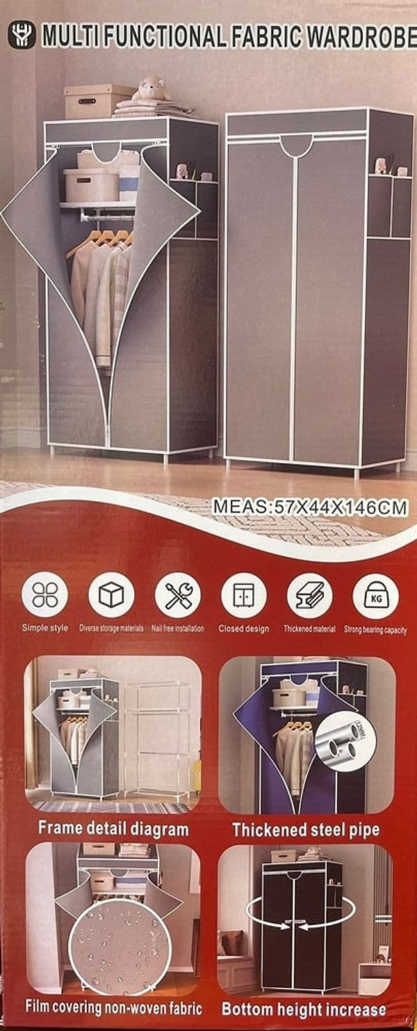 ARMADIO MULTIFUNZIONALE IN TESSUTO STRUTTURA IN ACCIAIO RIVESTIMENTO IN TESSUTO 57x44x146CM in Armadi pieghevoli Trade Shop italia - Napoli, commercioVirtuoso.it