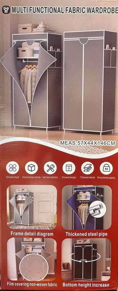 ARMADIO MULTIFUNZIONALE IN TESSUTO STRUTTURA IN ACCIAIO RIVESTIMENTO IN TESSUTO 57x44x146CM in Armadi pieghevoli Trade Shop italia - Napoli, commercioVirtuoso.it