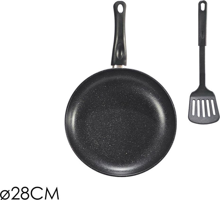 SET 2PZ PADELLA ANTIADERENTE ⌀28CM CON PALA SPATOLA FORATA MANICO ANTISCOTTATURA PFOA FREE in Set di padelle Trade Shop italia - Napoli, commercioVirtuoso.it