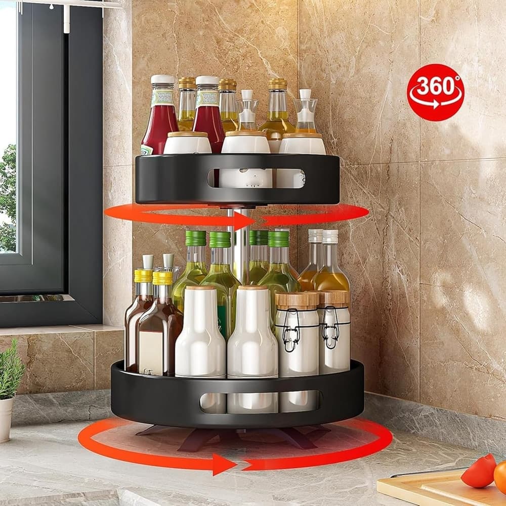 PORTASPEZIE ORGANIZER MENSOLA GIREVOLE A 360° PER CUCINA BAGNO SOGGIORNO CAMERA 2 LIVELLI in Barattoli portaspezie Trade Shop italia - Napoli, commercioVirtuoso.it