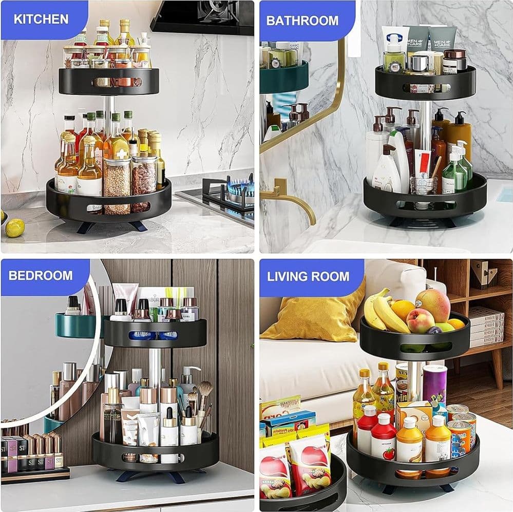 PORTASPEZIE ORGANIZER MENSOLA GIREVOLE A 360° PER CUCINA BAGNO SOGGIORNO CAMERA 2 LIVELLI in Barattoli portaspezie Trade Shop italia - Napoli, commercioVirtuoso.it