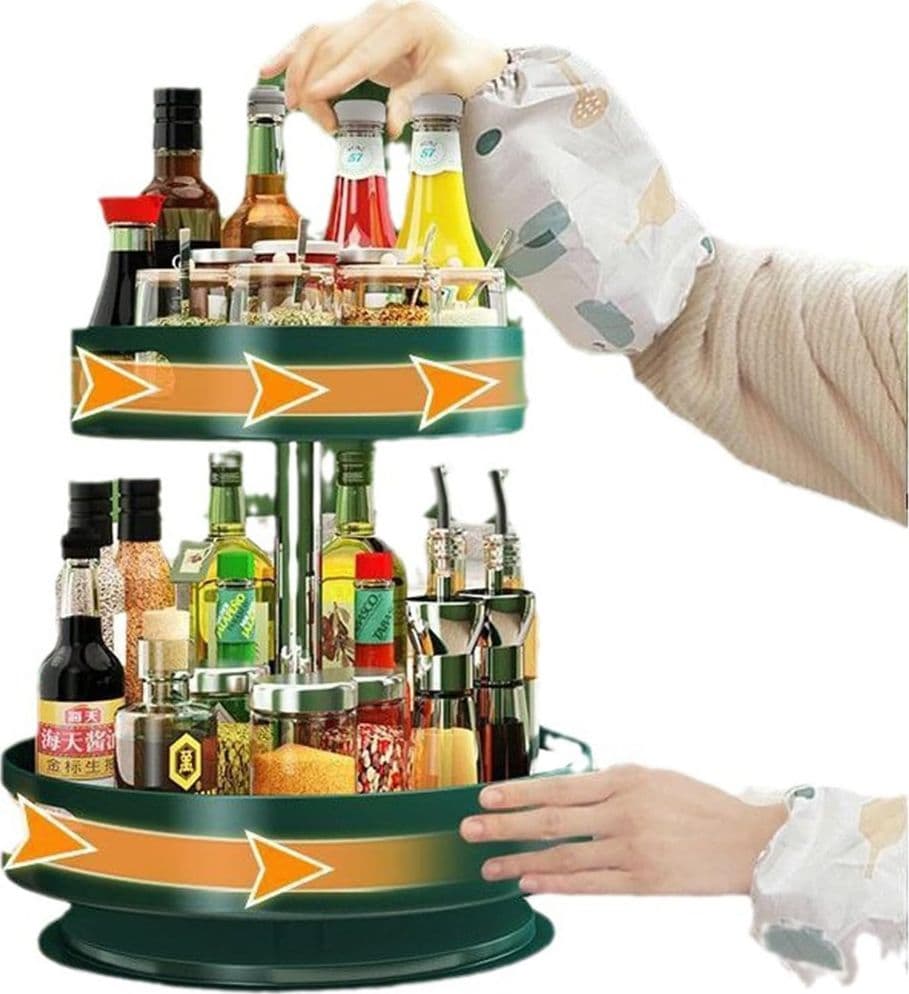 PORTASPEZIE ORGANIZER MENSOLA GIREVOLE A 360° PER CUCINA BAGNO SOGGIORNO CAMERA 2 LIVELLI in Barattoli portaspezie Trade Shop italia - Napoli, commercioVirtuoso.it