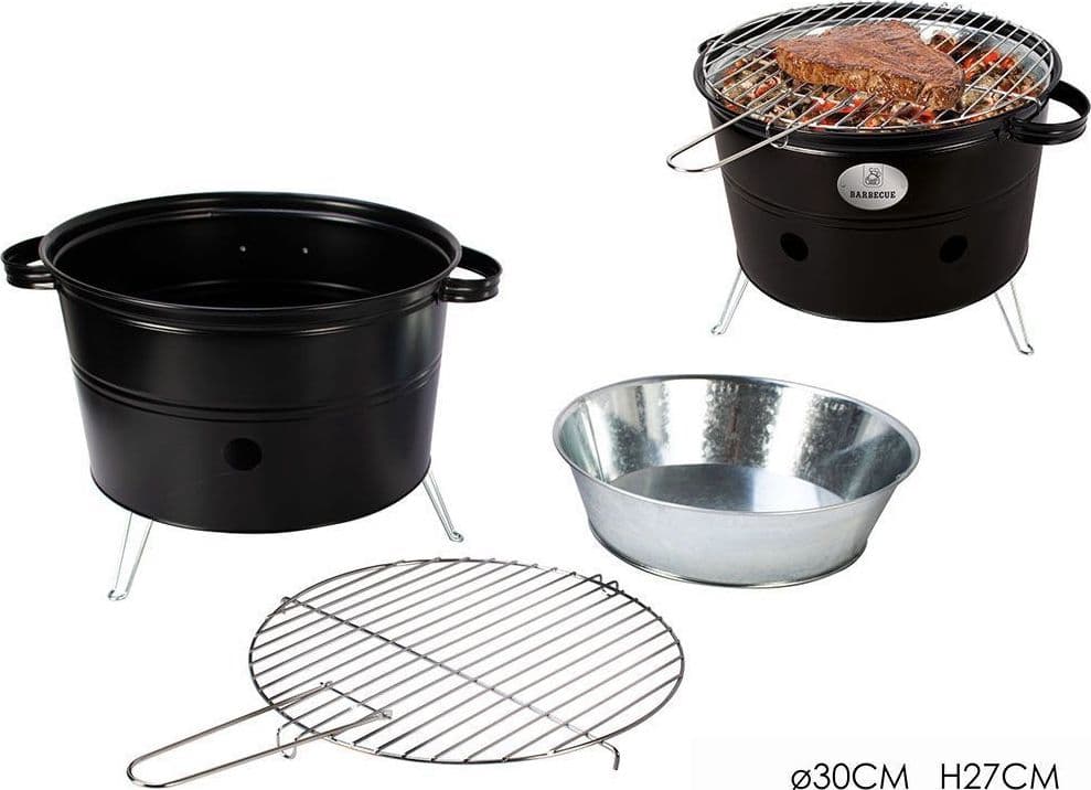 FORNACELLA A CARBONE TONDA BARBECUE PORTATILE RIPIANO GRIGLIA ACCIAIO CUOCI CARNE PESCE in Barbecue a carbone Trade Shop italia - Napoli, commercioVirtuoso.it