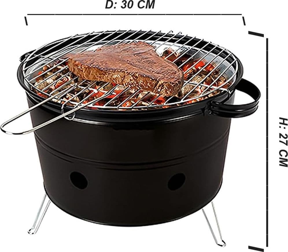 FORNACELLA A CARBONE TONDA BARBECUE PORTATILE RIPIANO GRIGLIA ACCIAIO CUOCI CARNE PESCE in Barbecue a carbone Trade Shop italia - Napoli, commercioVirtuoso.it
