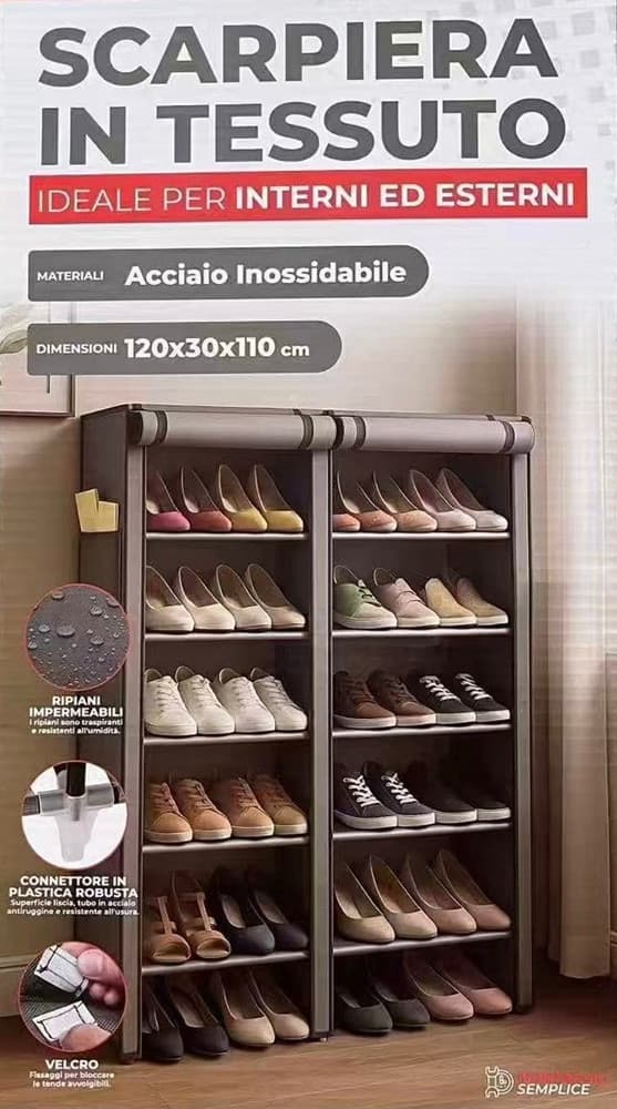 SCARPIERA IN TESSUTO ACCIAIO PORTASCARPE AUTOPORTANTE RIPIANI IMPERMEABILI ARMADIETTO in Scaffali portascarpe Trade Shop italia - Napoli, commercioVirtuoso.it