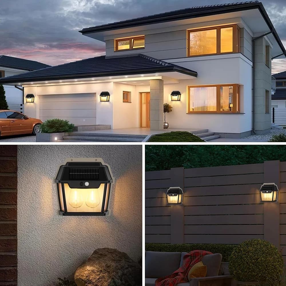 LAMPADA DA PARETE A LUCE CALDA PANNELLO SOLARE A DOPPIO LED CON SENSORE IP65 SENZA FILI in Lampade da parete Trade Shop italia - Napoli, commercioVirtuoso.it