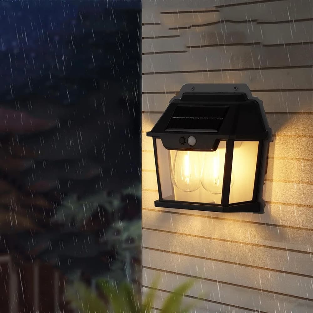 LAMPADA DA PARETE A LUCE CALDA PANNELLO SOLARE A DOPPIO LED CON SENSORE IP65 SENZA FILI in Lampade da parete Trade Shop italia - Napoli, commercioVirtuoso.it