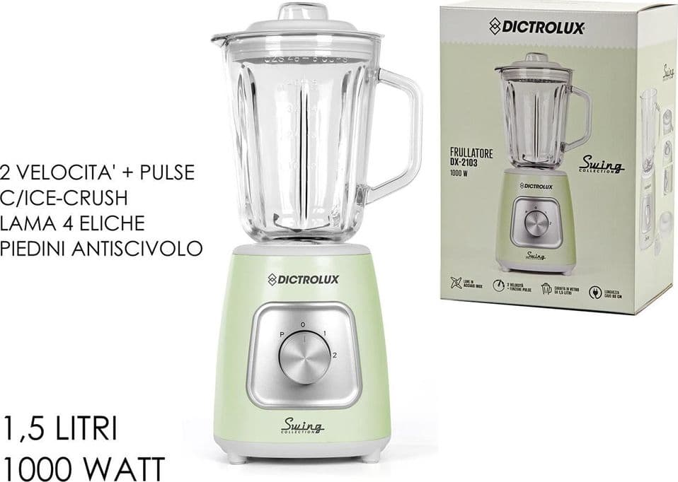 FRULLATORE 1000W CON CARAFFA IN VETRO 1.5LT 2 VELOCITÀ + PULSE DESIGN VINTAGE RETRÒ in Frullatori da tavolo Trade Shop italia - Napoli, commercioVirtuoso.it