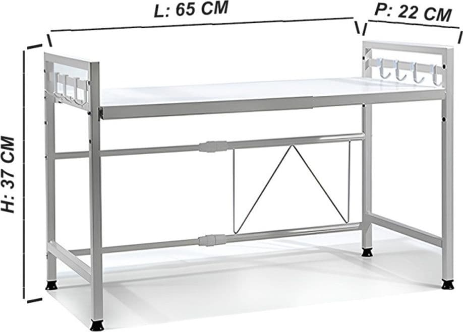 MENSOLA ALLUNGAILE DA 40-65CM SALVASPAZIO CON 8 GANCI PER APPENDERE UTENSILI ARREDO CASA in Mensole da muro Trade Shop italia - Napoli, commercioVirtuoso.it