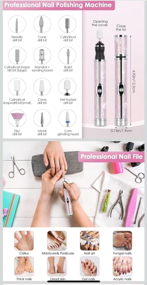 SET FRESA ELETTRICA PER UNGHIE PROFESSIONALE RICARICABILE CON PUNTA PER SMERIGLIATRICE in Frese per unghie Trade Shop italia - Napoli, commercioVirtuoso.it