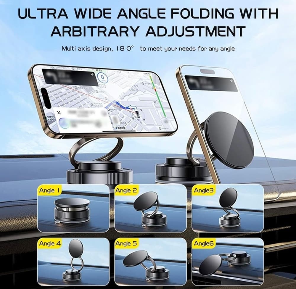 SUPPORTO AUTO MAGNETICO SMARTPHONE CON VENTOSA ASPIRA MAGSAFE CERCHIO GIREVOLE ROTAZIONE in Alloggiamenti Trade Shop italia - Napoli, commercioVirtuoso.it