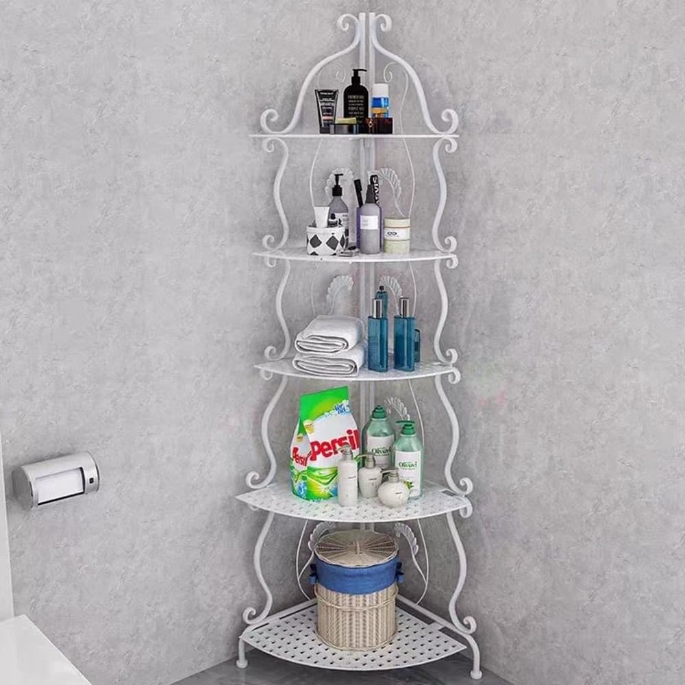 MOBILE 5 MENSOLE AD ANGOLO BAGNO RIPOSTIGLIO ANGOLIERA RIPIANI PORTAOGGETTI FERRO DECORATO