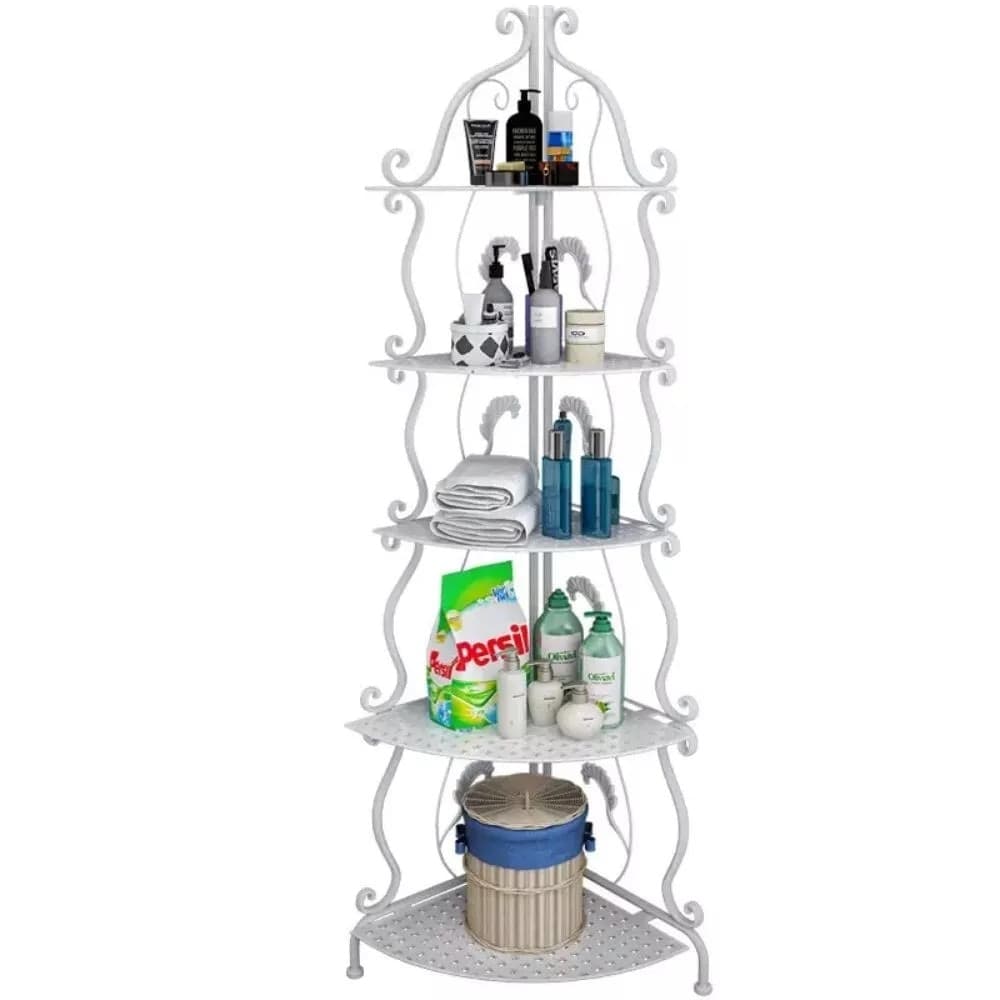 MOBILE 5 MENSOLE AD ANGOLO BAGNO RIPOSTIGLIO ANGOLIERA RIPIANI PORTAOGGETTI FERRO DECORATO in Mensole da angolo Trade Shop italia - Napoli, commercioVirtuoso.it