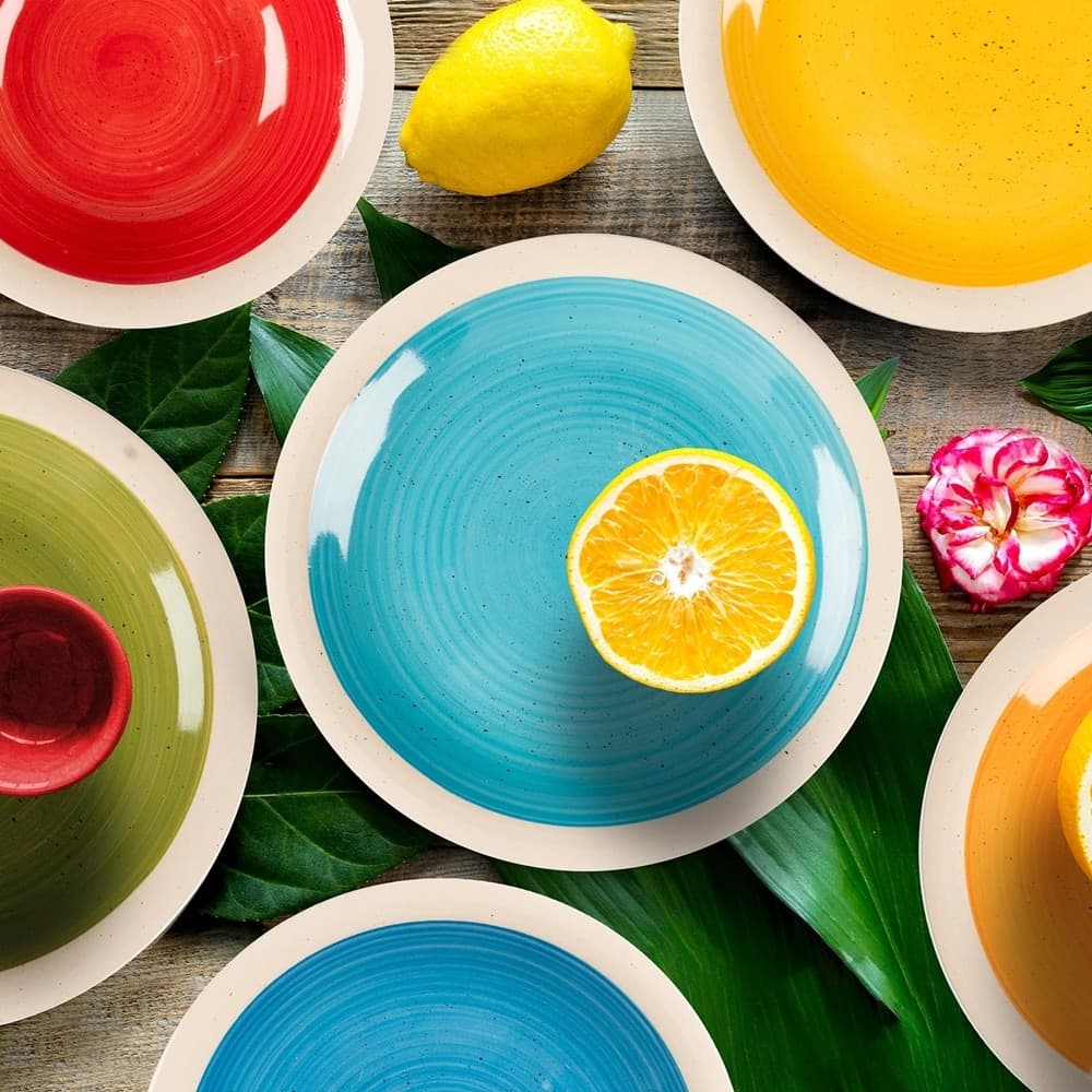 SET SERVIZIO DI PIATTI STILE RUSTICO COUNTRY CHIC IN STONEWARE 12PZ DA TAVOLA MULTICOLORE in Servizi di piatti Trade Shop italia - Napoli, commercioVirtuoso.it