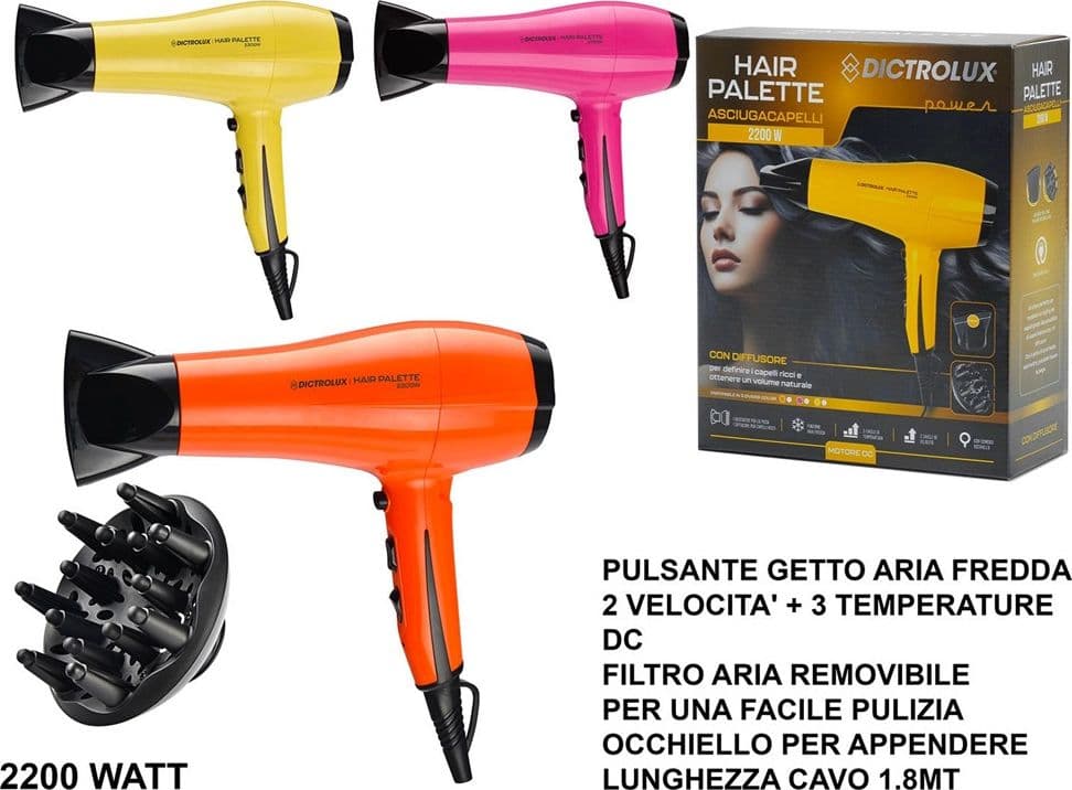 ASCIUGACAPELLI 2200 WATT CON DIFFUSORE CAPELLI PHON PULSANTE GETTO ARIA FREDDA OCCHIELLO in Asciugacapelli Trade Shop italia - Napoli, commercioVirtuoso.it