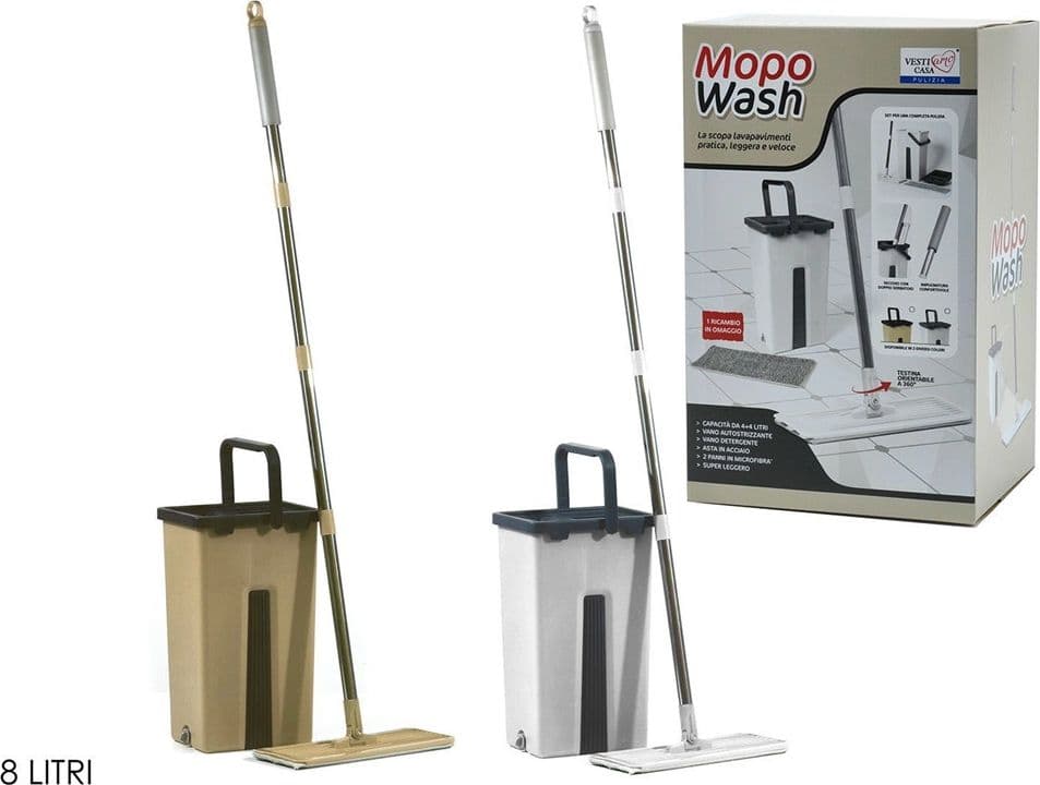 SCOPA LAVAPAVIMENTI SECCHIO CON DOPPIO SERBATOIO 8 LT TESTINA ORIENTABILE A 360° LEGGERO in Mop bagnato e asciutto Trade Shop italia - Napoli, commercioVirtuoso.it
