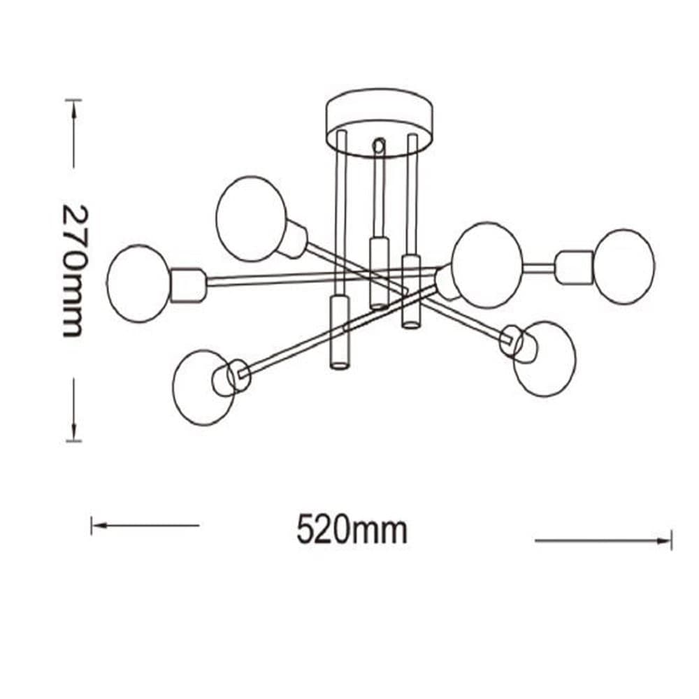 PLAFONIERA SOFFITTO DESIGN INDUSTRIALE MODERNA NERO ORO 6 PORTALAMPADA ATTACCO E27 PN-14 in Plafoniere Trade Shop italia - Napoli, commercioVirtuoso.it