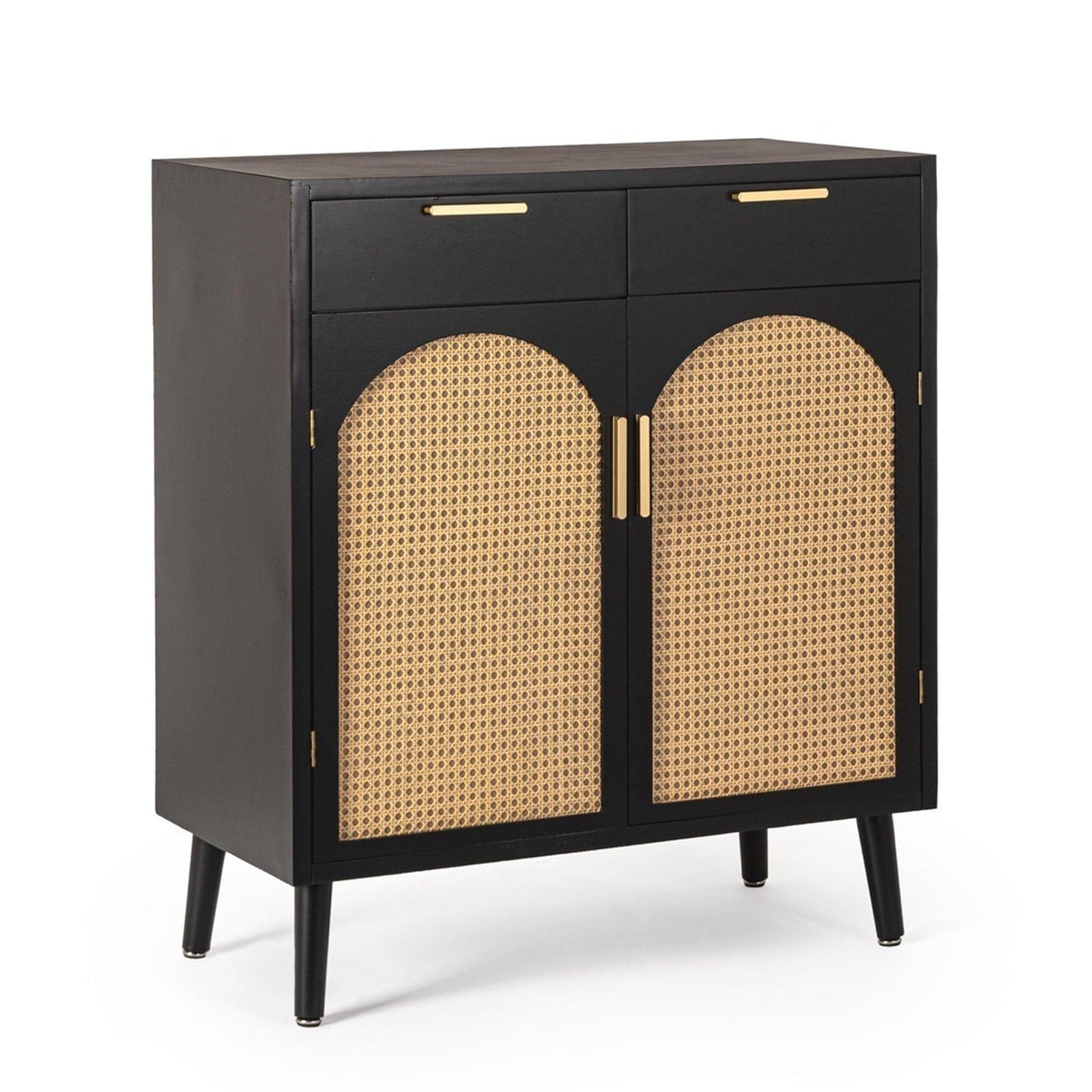 Mobile credenza "Josine" in mdf-legno di pino, inserti in rattan - 23