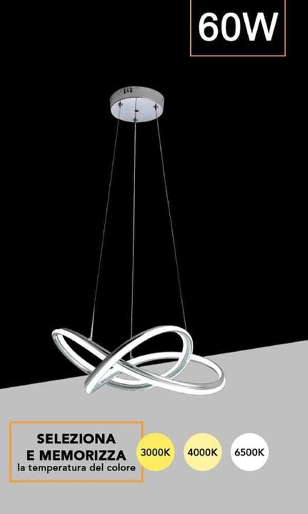 LAMPADARIO LED MODERNO INTRECCIATO 60W IP20 CROMATO CCT TRIPLA COLORAZIONE LUCE A50-A3C in Lampade a sospensione Trade Shop italia - Napoli, commercioVirtuoso.it
